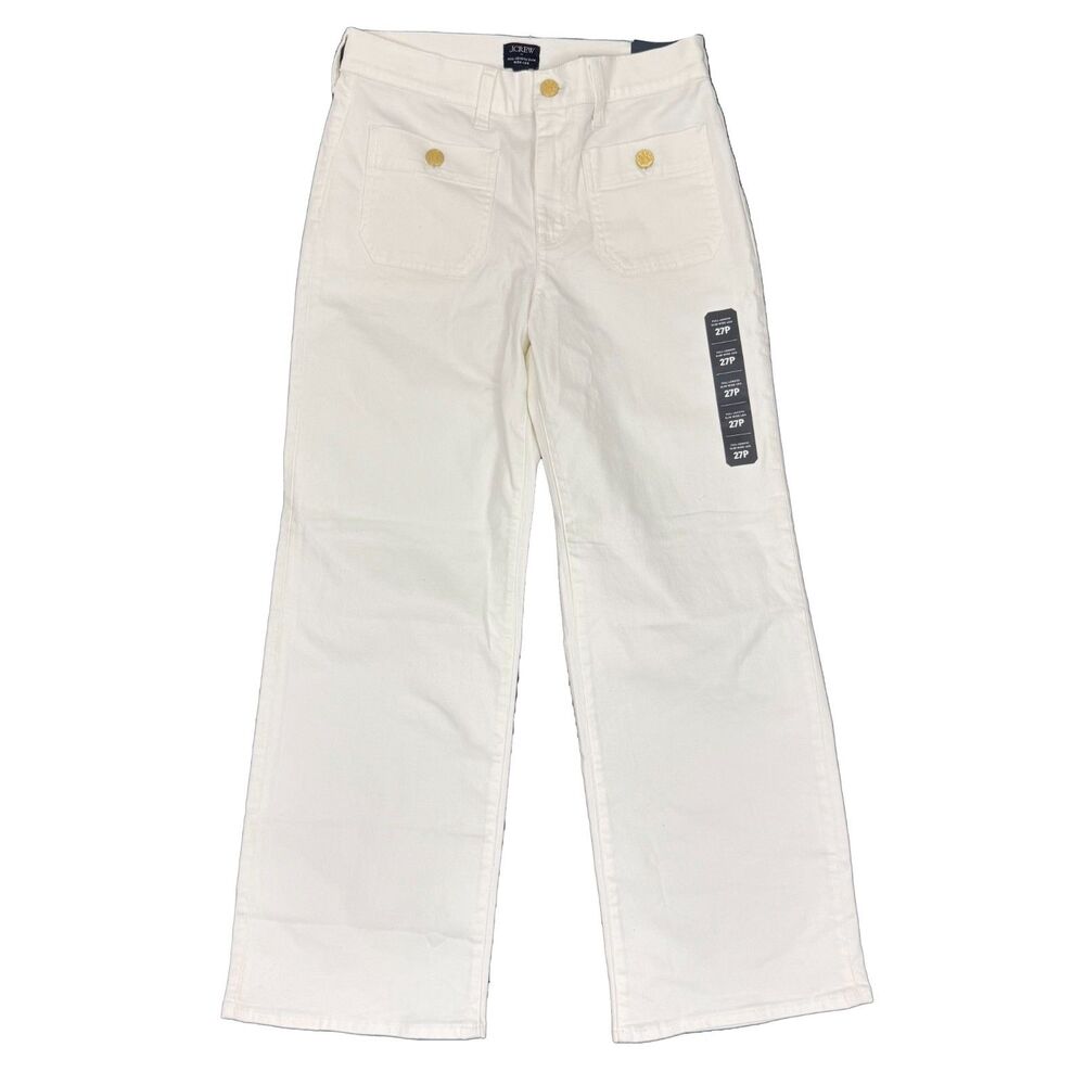 J.CREW Premium Ed Slim Wide Leg Sailor Jean 27P White All Day Stretch NWT B55 - Picture 2 of 6